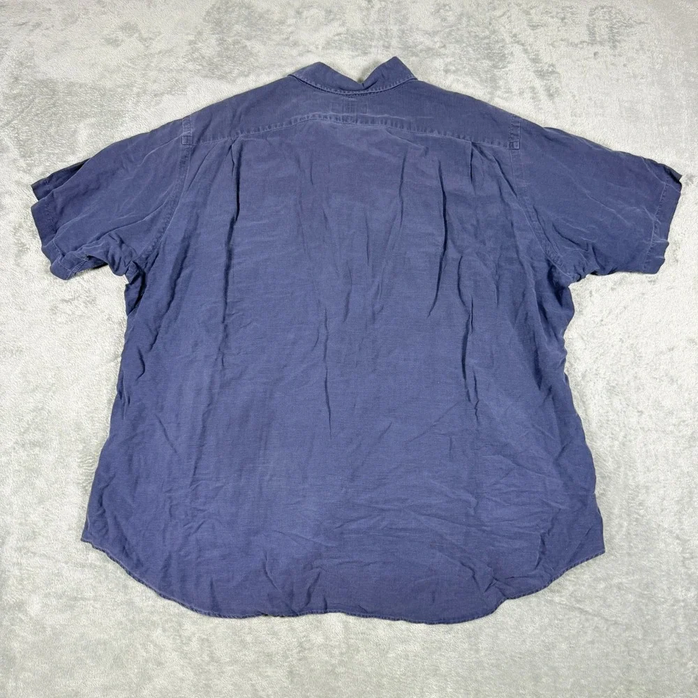 Vintage Polo Ralph Lauren Mens XXL Short Sleeve Linen Silk Blend Button Shirt